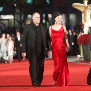Vivian Wu and husband, writer/director/producer Oscar Luis Costo, at the 9th Shanghai international film festival opening red carpet.