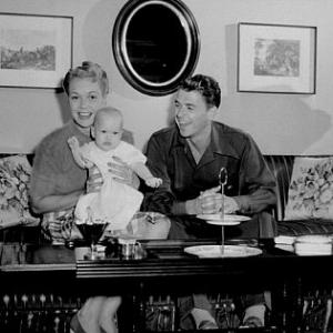 Ronald Reagan with first wife Jane Wyman and daughter Maureen C. 1942