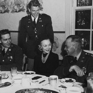 Ronald Reagan in uniform with Jane Wyman C. 1942