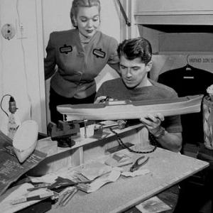 Ronald Reagan at home with first wife Jane Wyman C. 1942