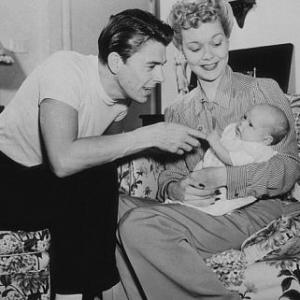 Ronald Reagan at home with first wife Jane Wyman and their daughter Maureen C. 1942