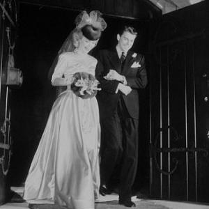 Ronald Reagan and Jane Wyman leaving the church on their wedding day January 26 1940