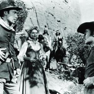 Still of Errol Flynn, Scott Forbes and Patrice Wymore in Rocky Mountain (1950)