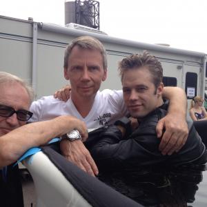 John Bartley, Slava Jakovleff and Shaun Sipos on the set of Insomnia (Moscow, July 9, 2015)