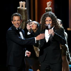 Weird Al Yankovic and Seth Meyers at event of The 66th Primetime Emmy Awards 2014