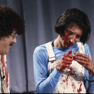 Still of Weird Al Yankovic and Emo Phillips in UHF 1989