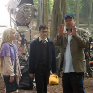 Daniel Radcliffe, David Yates and Evanna Lynch in Haris Poteris ir Fenikso brolija (2007)