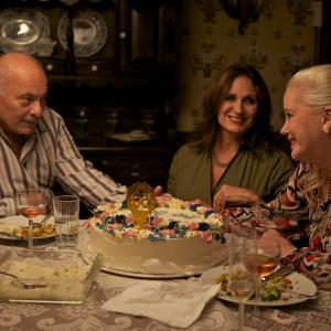 with Sally Kirkland and Burt Young on the set of Tom in America