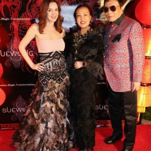Helene Cardona Sue Wong and Ric Young at Sue Wongs Chinese New Year party January 31 2014