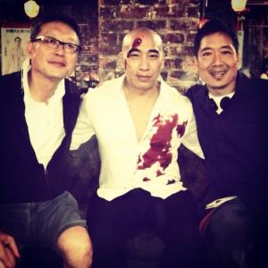 Ron Yuan with Directors Andrew Loo and Andrew Lau ( Infernal Affairs) on the last day of shooting for Martin Scorsese's 