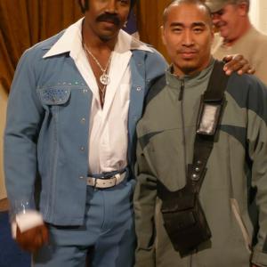 On the set of Black Dynamite with star Michael Jai White and action director Ron Yuan