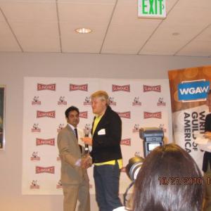Hammad Zaidi with the second Script Accessible winner in 2010 The Ceremony was at the WGA