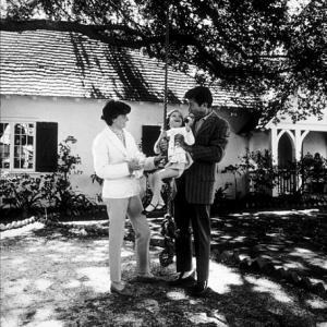 Efrem Zimbalist Jr with his wife and daughter Stephanie at home in Encino CA January 15 1961