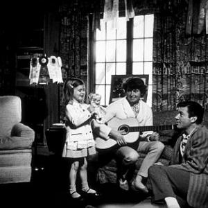 Efrem Zimbalist, Jr. with his wife and daughter, Stephanie, at home in Encino, CA, January 15, 1961.
