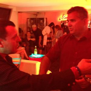 TOM SIZEMORE and director DANIEL ZIRILLI on the set of ROADRUN (Mexico, 2013)