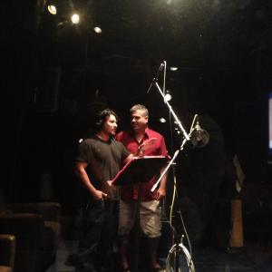 JACOB VARGAS recording ADR with Tell-Tale Heart producer DANIEL ZIRILLI (based on the story by EDGAR ALLAN POE). Hollywood, CA (2013)