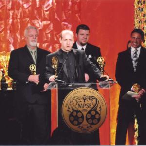 2010 MPSE Golden Reel Awards  Best Sound Editing For A Series Battlestar Galactica L to R Richard Partlow Daniel Colman Sam Lewis Jack Levy