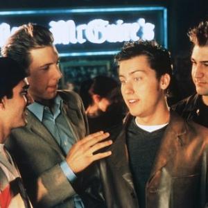 Still of Lance Bass, Joey Fatone and Justin Timberlake in On the Line (2001)