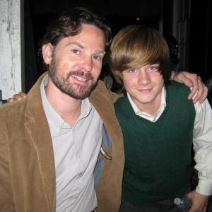 Luke Benward hanging out on the set of Dear John with onscreen dad Henry Thomas.
