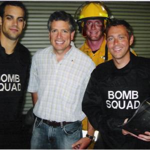 F Lee Reynolds is on the right writerdirector David Zucker center on the set of the political commercial Flip Flop 2004