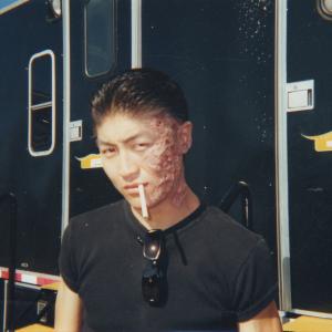 Brian Tee on set of The Chronicle