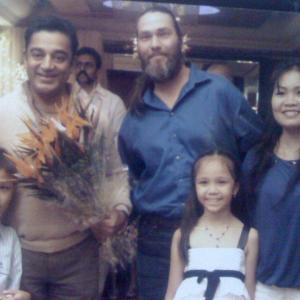 Jude S. Walko & family with Padma Bhushan Kamal Haasan at the universal hero's 57th birthday party in 2011.