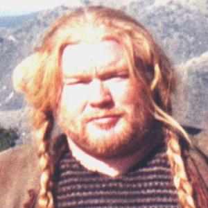 Ward Shrake dressed as a Braveheart warrior, on the set of a 