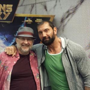 Joe Ochman & Dave Bautista (Drax) at Disney for a private screening of Marvel's Guardians of the Galaxy.