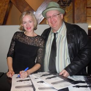 Signing photos with the wonderful Penelope Ann Miller at the premiere of SAVING LINCOLN