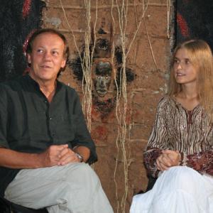 Bruno Pischiutta and Producer Daria Trifu on the set of their film PUNCTURED HOPE in Ghana, Africa