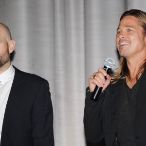 Brad Pitt and Marc Forster at event of Pasaulinis karas Z 2013