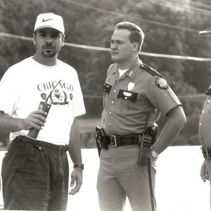 Joe Menendez directing Real Stories of the Highway Patrol with the Kentucky State Police in 1995