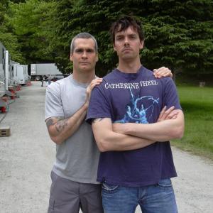 On the set of Wrong Turn 2 Henry Rollins Matthew Currie Holmes