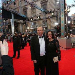 Col and Karen Needham arrive at the Royal Opera House London for the EE British Academy Film Awards on Sunday 16 February 2014