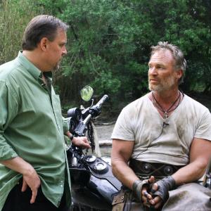 Michael Gier interviewing Brian Bozworth on location while filming.