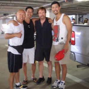 On the set of walker texas ranger with Chuck Norris