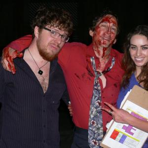 Robert Mann as Alden with codirectors in 2013 untitled horror film