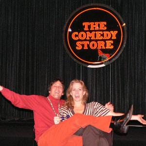 At the Comedy Store with Cathy Olaerts.