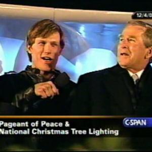 PJ Griffith and President George W Bush National Christmas Tree Lighting with the cast of MAMMA MIA!