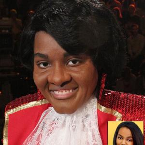 China Anne McClain as James Brown from Sing Your Face Off. Prosthetic sculpture and application by Richard Redlefsen. Appliances provided by W.M Creations
