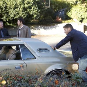 Still of Jensen Ackles Misha Collins Michael Courtney and Mark Sheppard in Supernatural 2005