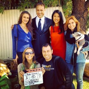 Tristan Creeley on set shooting Reality TV Awards Promo with American Ninja Warrior Host Matt Iseman Actor Director Producers Alisha Norris and Angel Jager