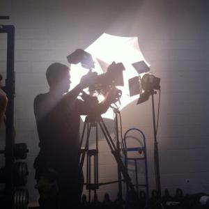 Tristan Creeley on the set of commercial