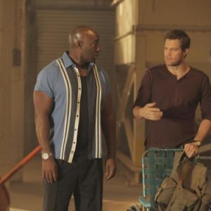 Still of Michael Clarke Duncan and Geoff Stults in The Finder (2012)