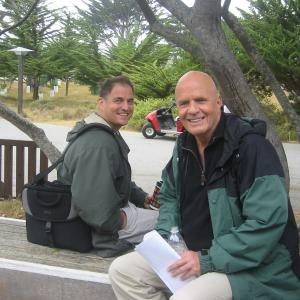 Michael DeLouise Actor  Dr Wayne Dyer renowned Author and Speaker  set of The Shift