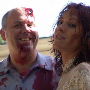 James DuMont and Michelle Tomlinson on set for The Cellar Door