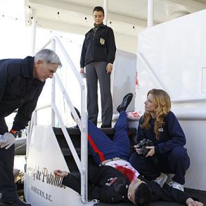 Still of Mark Harmon, Sean Murray and Diane Neal in NCIS: Naval Criminal Investigative Service (2003)
