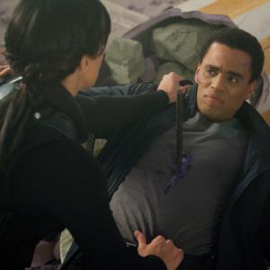 Still of Michael Ealy and Gina Carano in Almost Human 2013