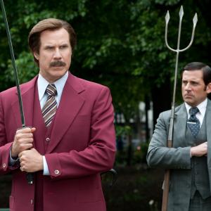 Still of Will Ferrell and Steve Carell in Anchorman 2: The Legend Continues (2013)