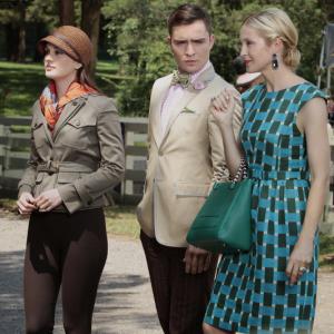 Still of Kelly Rutherford Leighton Meester and Ed Westwick in Liezuvautoja 2007